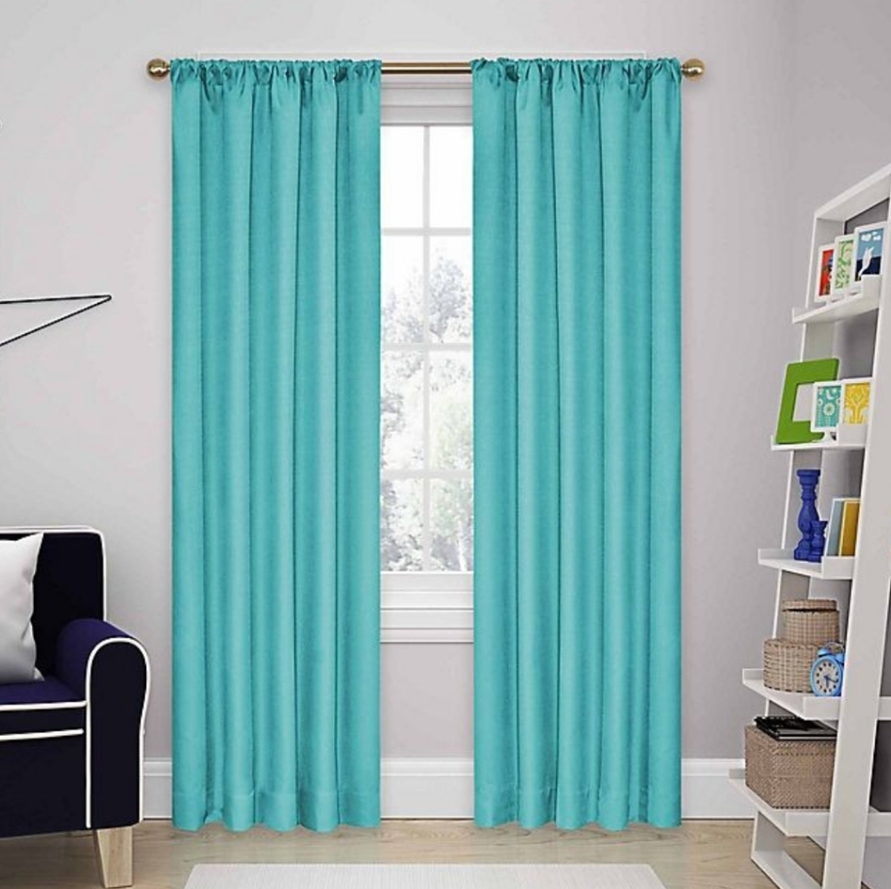 Eclipse Kendall Turquoise Blackout Curtain Panels